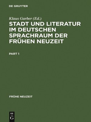 cover image of Stadt und Literatur im deutschen Sprachraum der Frühen Neuzeit